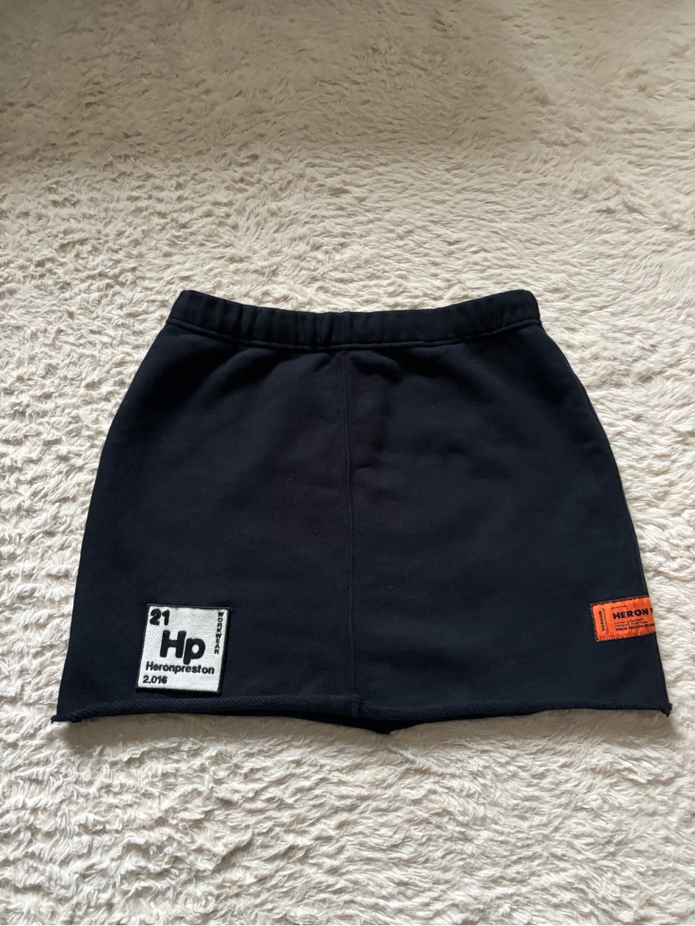 Heron Preston Black Drawstring Waistband Sweatpants with Orange Tag